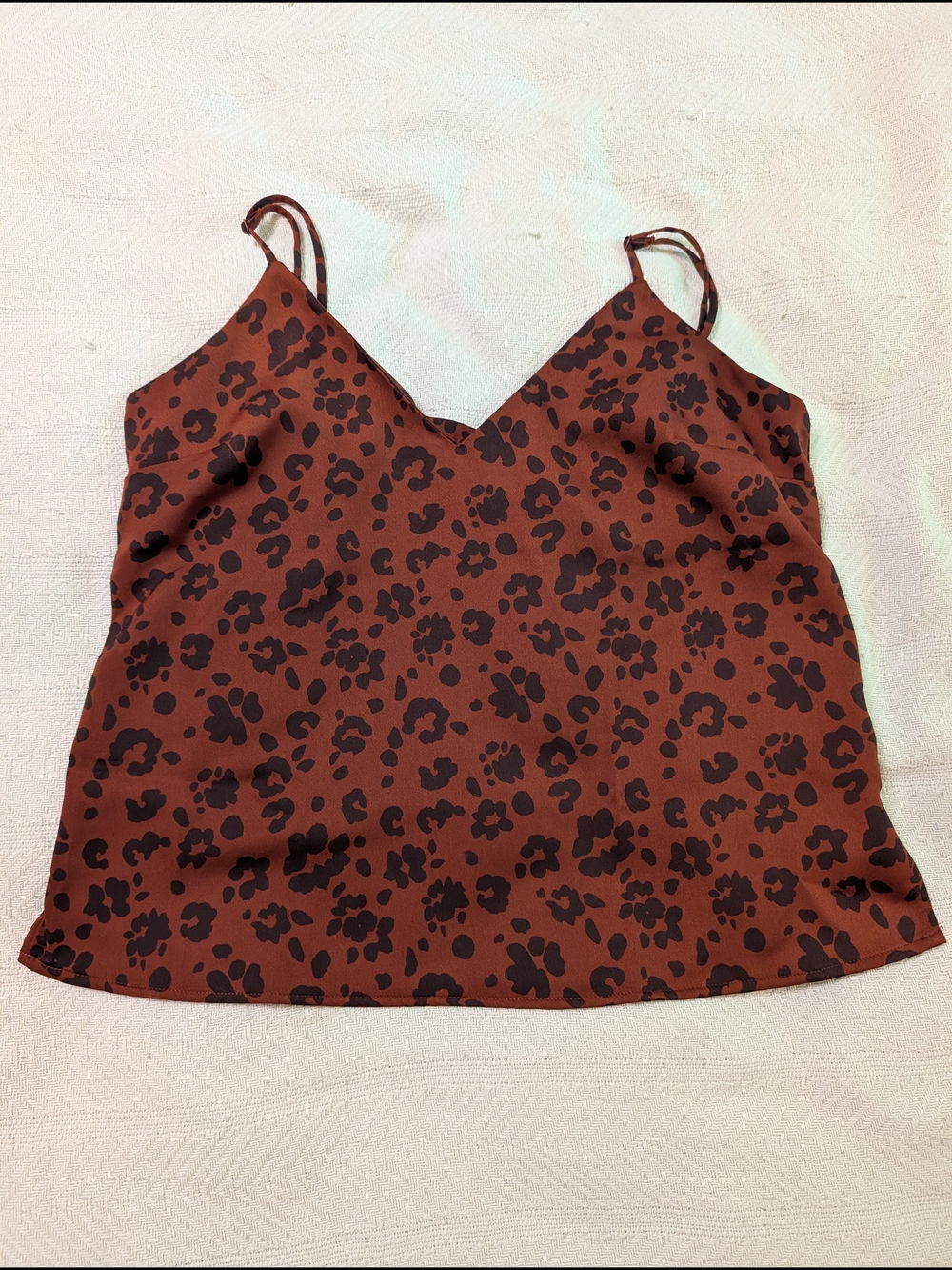 A New Day Women’s Rust Leopard Print Satin Cami Tank Top